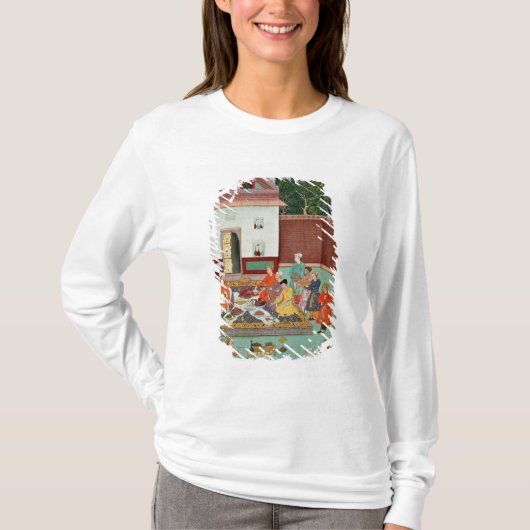中庭で楽しむMughal皇帝 Tシャツ (正面)