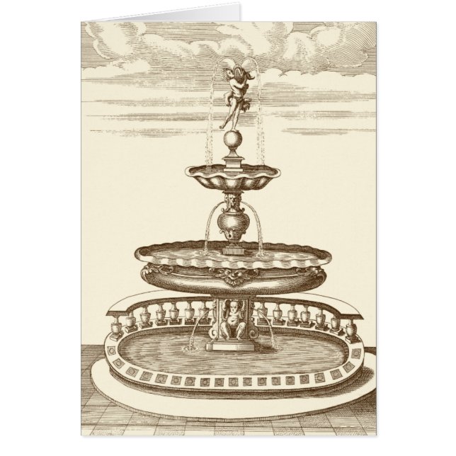 中庭の噴水と装飾的なケルブ (正面)