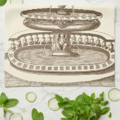 中庭の噴水と装飾的なケルブ キッチンタオル (折り畳み)