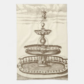 中庭の噴水と装飾的なケルブ キッチンタオル (縦)