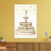 中庭の噴水と装飾的なケルブ キャンバスプリント (インサイチュ (リビング))