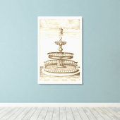 中庭の噴水と装飾的なケルブ キャンバスプリント (インサイチュ (ウッドフロア))