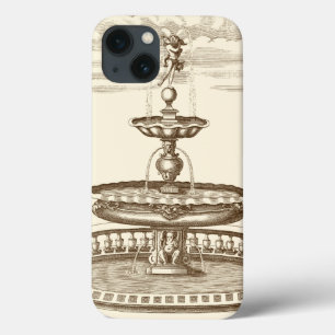 中庭の噴水と装飾的なケルブ iPhone 13ケース