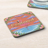 中心かわいい漫画肯定コースターセット コースター (左側)