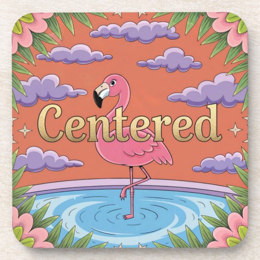 中心かわいい漫画肯定コースターセット コースター (正面)