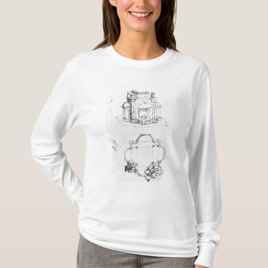 中心にされた計画の建物のための勉強 Tシャツ (正面)