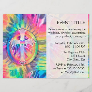 中心にハート付き十字型 招待状