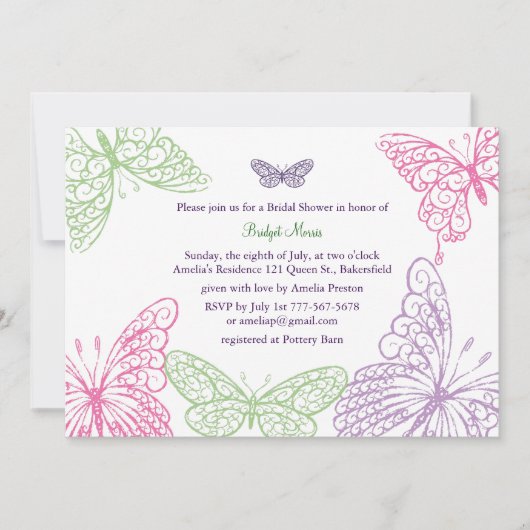 中心のなびきブライダルシャワーの招待状 招待状 (正面)