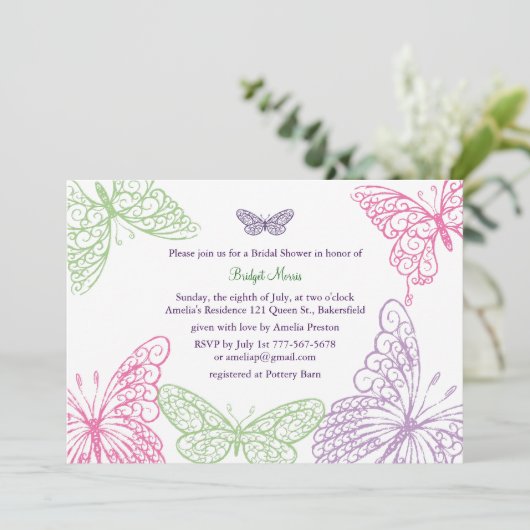 中心のなびきブライダルシャワーの招待状 招待状 (スタンド正面)