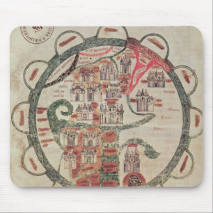中心のエルサレムが付いている世界地図 マウスパッド