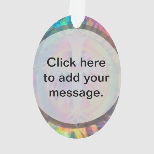 中心のハートのTyeの染料の十字 オーナメント (裏面)