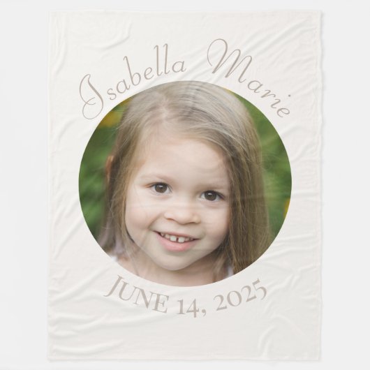 中心の円とスクリプト フリースブランケット (正面)