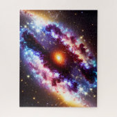 中心の星核を持つ宇宙の青と紫 ジグソーパズル (縦)