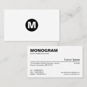 中心の点のモノグラム-白の黒 名刺 (正面/裏面)