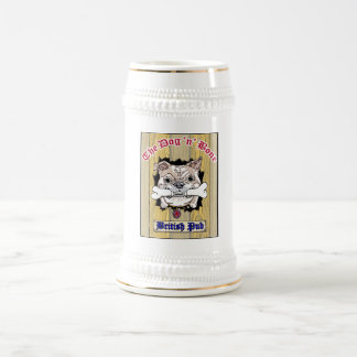 中心の犬Nの骨ビールステインのロゴ ビールジョッキ