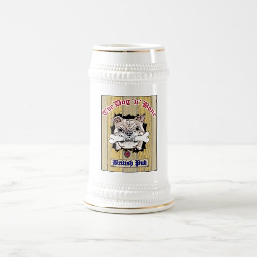 中心の犬Nの骨ビールステインのロゴ ビールジョッキ (中央)