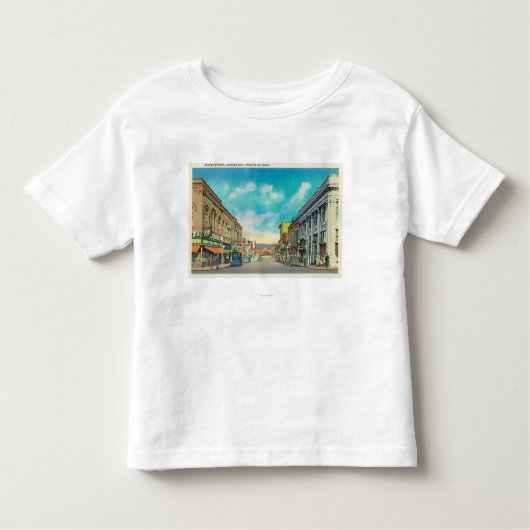 中心のStreetPocatelloからの東の眺め、ID トドラーTシャツ (正面)