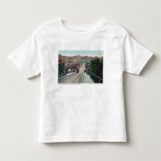 中心のStreetPocatelloの陸橋の眺め、ID トドラーTシャツ (正面)