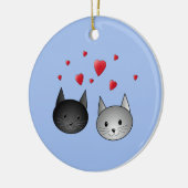 中心を持つかわいく黒いおよび灰色猫、 セラミックオーナメント (左)