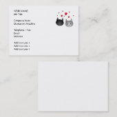 中心を持つかわいく黒いおよび灰色猫、 名刺 (正面/裏面)