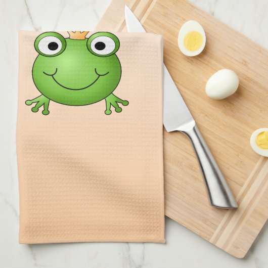 中心を持つカエルの王子そしてカエルのプリンセス、 キッチンタオル (四つ折り)