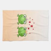 中心を持つカエルの王子そしてカエルのプリンセス、 キッチンタオル (横)