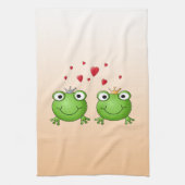 中心を持つカエルの王子そしてカエルのプリンセス、 キッチンタオル (縦)