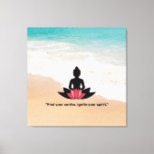 「中心を見つけて、自分の精神に火を付けろ」 ヨガ好き キャンバスプリント (正面)