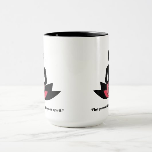 「中心を見つけて、自分の精神に火を付けろ」 ヨガ好き マグカップ (中央)