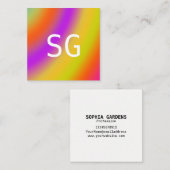 中心イニシャル – 正方形 – ソフトカラー スクエア名刺 (正面/裏面)