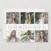 中心ストライプ |6枚の写真卒業のお知らせ 案内状 (正面)