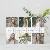 中心ストライプ |6枚の写真卒業のお知らせ 案内状 (スタンド正面)