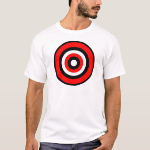 中心点の赤の白黒 Tシャツ