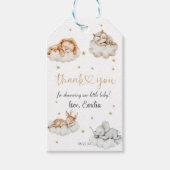 中性お洒落水色睡眠動物ベビー ギフトタグ (正面)