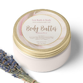 中性かわいらしピンクのブラシストローク金ゴールド製品ラベル ラウンドシール