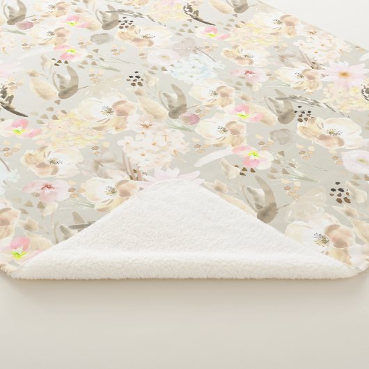 中性かわいらし抽象芸術クリームピンクフローラ シェルパブランケット (3/4)