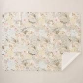 中性かわいらし抽象芸術クリームピンクフローラ シェルパブランケット (正面(横))