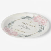 中性かわいらし水色フローラバプテスマ ペーパープレート (アングル)