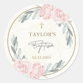 中性かわいらし水色フローラバプテスマ ラウンドシール (正面)