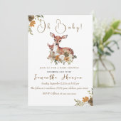 中性のママシカとベビー鹿の赤ちゃんシャワー 招待状 (スタンド正面)