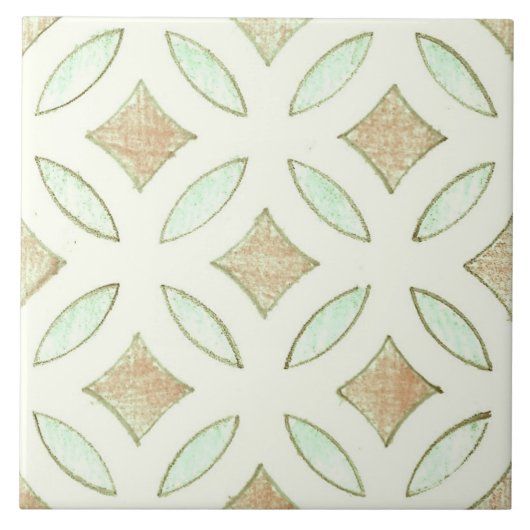 中性の東アジアの花柄 タイル (正面)