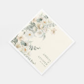 中性アイボリーフローラセージ結婚グリーン スタンダードランチョンナプキン (角)