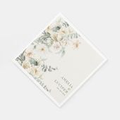 中性アイボリーフローラセージ結婚グリーン スタンダードランチョンナプキン (角)