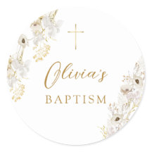 中性アイボリー金ゴールドワイルドフラワーバプテスマ