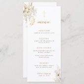 中性アイボリー金ゴールドワイルドフラワーバプテスミスメニュー メニュー (正面/裏面)