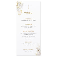 中性アイボリー金ゴールドワイルドフラワーバプテスミスメニュー