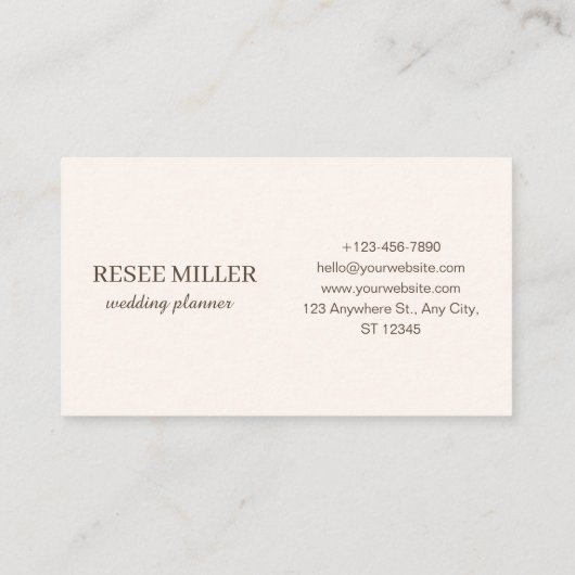 中性エレガントシンプル水の色の花結婚の 名刺 (裏面)