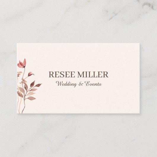 中性エレガントシンプル水の色の花結婚の 名刺 (正面)