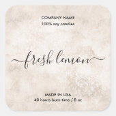 中性エレガントダマスク素朴ろうそく製品ラベル スクエアシール (正面)