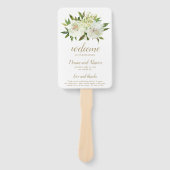 中性エレガントフローラアイボリー金ゴールド結婚式 プログラム ハンドファン (正面)
